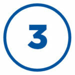 Blue 3 in a blue circle.